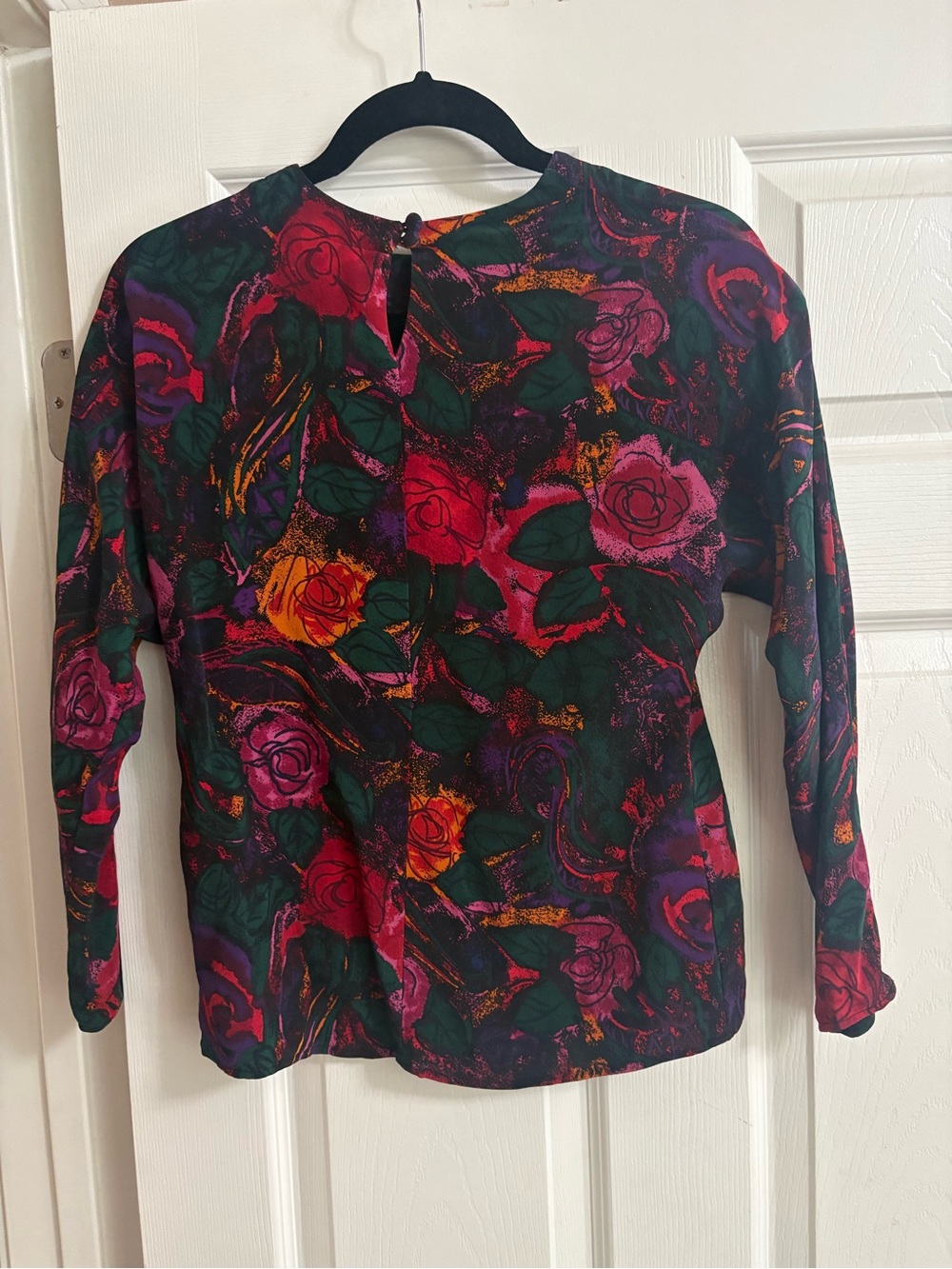 100% Silk vintage Saks Fifth Avenue The Works blouse top colorful VTG festive 4